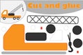 Ttruck crane in cartoon style, education game for the development of preschool children, use scissors and glue to create the