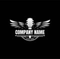 Vintage Retro Guitar Wing Wings Music Logo Design Vector Royalty Free Stock Photo