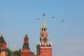 Tu-160 airplanes fly over Red Square Royalty Free Stock Photo