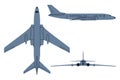 Jet Airliner Silhouette (1955). Top, Side, Front View. Vintage airplane. Royalty Free Stock Photo