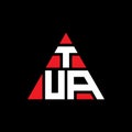 TUA triangle letter logo design with triangle shape. TUA triangle logo design monogram. TUA triangle vector logo template with red