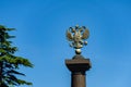 Double-headed eagle - symbol of Russia on column City of Military Glory Stela in Tuapse