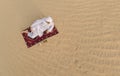 Tuareg man in a desert resting and drinking tea Royalty Free Stock Photo