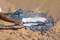 Tuareg man preparing the traditional bread Royalty Free Stock Photo
