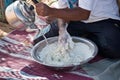 Tuareg man preparing the traditional bread Royalty Free Stock Photo