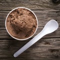 Tub of creamy Italian chocolate or mocha ice cream Royalty Free Stock Photo