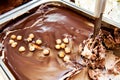 Tub of delicious Italian chocolate nut ice cream Royalty Free Stock Photo