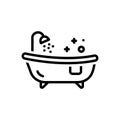 Black line icon for Tub, baths and bathtub