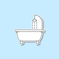 Tub with shower sticker icon. Simple thin line, outline vector of web icons for ui and ux, website or mobile application Royalty Free Stock Photo