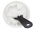 Tub of spackling paste with putty knife Royalty Free Stock Photo