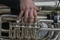 The tuba - The bass is the largest of the brass instruments Royalty Free Stock Photo