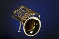 Tuba Euphonium Isolated On Blue Royalty Free Stock Photo
