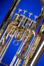 Tuba Euphonium Isolated on Blue Royalty Free Stock Photo