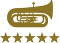 Tuba with five golden stars