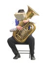 Tuba player isolated Royalty Free Stock Photo