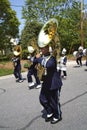 Tuba player marches in Berwyn Heights parade Royalty Free Stock Photo