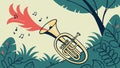 Tuba with Swirling Energy in Forest, Mystical Music Vector, vector design Generative AI Royalty Free Stock Photo