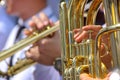 Tuba and trumpet in brass band Royalty Free Stock Photo