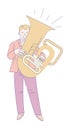 Tuba or trumpet player musician orchestra member character