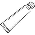 A tube with acrylic or gouache paint. An artistic tool. Doodle style. Hand-drawn black and white vector illustration. The design Royalty Free Stock Photo