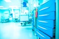 Surface blur View monitor LCD and bed Of Empty Emergency Room,view of a couple of empty beds in an emergency room Royalty Free Stock Photo