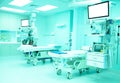 Surface blur View monitor LCD and bed Of Empty Emergency Room,view of a couple of empty beds in an emergency room Royalty Free Stock Photo