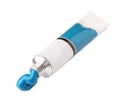 Tube with blue oil paint on white background Royalty Free Stock Photo