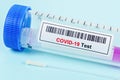Tube containing nasopharyngeal swab for coronavirus or COVID-19 test