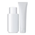 Tube and Cosmetic Bottle Mockup Set. White Jar