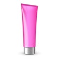 Tube Of Cream Or Gel Pink Clean With Gray Chrome Lid. Ready For Your Design.