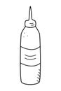 Tube for cream or paint with a narrow spout, doodle vector illustration of a container for cosmetic or household liquid, isolated