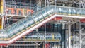 Tube with escalator of the Centre of Georges Pompidou timelapse in Paris, France.