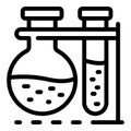 Tube and flask chemistry icon, outline style