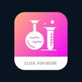 Tube, Flask, Lab, Education Mobile App Button. Android and IOS Glyph Version Royalty Free Stock Photo