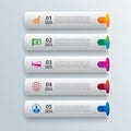Tube infographics with 5 data horizontal template. Vector illustration pipe abstract background. Can be used for workflow