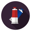 Tube of paint icon in flat design.