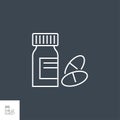 Tube and Pills Related Vector Line Icon.