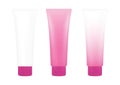 Tube Pink Cream Foam Bottle on white background isolated, cosmetics, cream tube treatment tube white