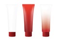 Tube Red Cream Foam Bottle on white background isolated, cosmetics, cream tube treatment tube white