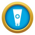 Tube with sunbathing cream icon blue vector isolated