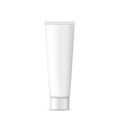 Tube of toothpaste. White package for cosmetic, cream, lotion and gel. Mockup of tube with cap. Realistic white plastic container Royalty Free Stock Photo