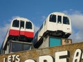 Tube Train Carriages as Sculpture in Camden London