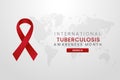 Tuberculosis Awareness Month background design with Red silk ribbon Royalty Free Stock Photo