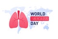 Tuberculosis disease concept. Vector flat healthcare illustration. World day horizontal banner template. Red infected lung on map Royalty Free Stock Photo