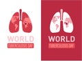 Tuberculosis disease concept. Vector flat healthcare illustration. World day vertical banner template set. Lungs with map pattern