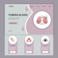 Tuberculosis flat landing page website template. Varicose, uremia, uveitis. Web banner with header, content and footer