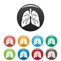 Tuberculosis lungs icons set color