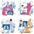 Tuberculosis specialist set. Human pulmonary system diseases diagnostic