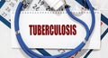 Tuberculosis word, inscription. Tb infection or virus