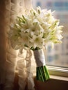 Tuberose flower bridal bouquet blurred background
